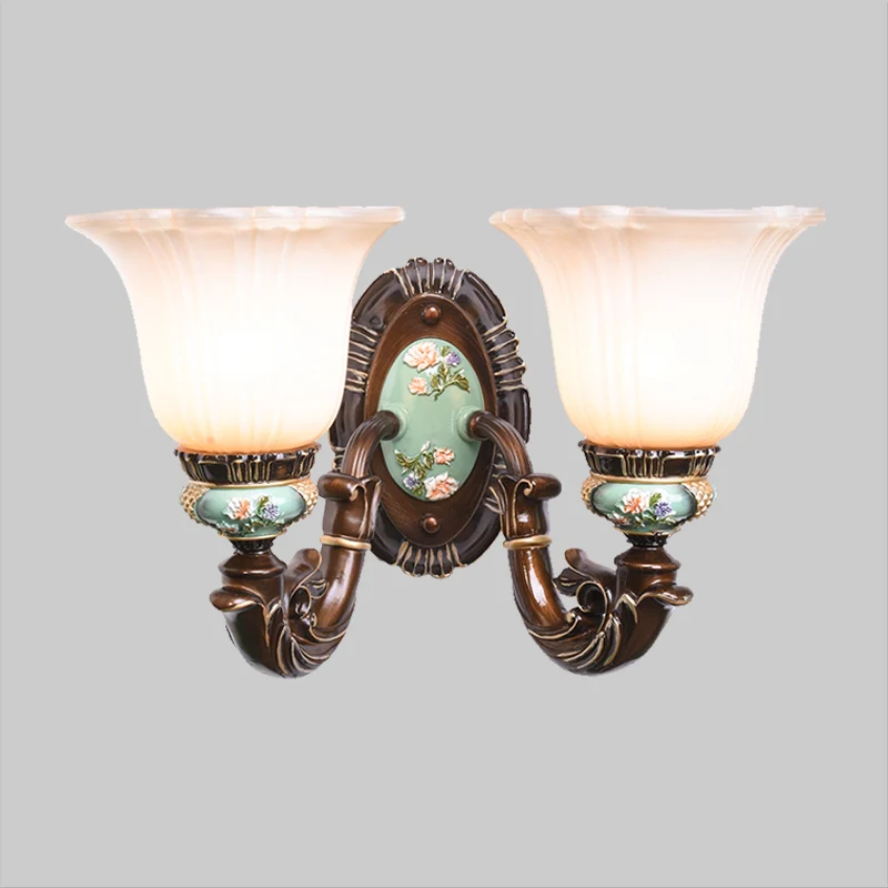 Matglas bruine wandlamp Ridged Bell 1/2-lamp landelijke wandkandelaar verlichting voor logeerkamer Clearhalo