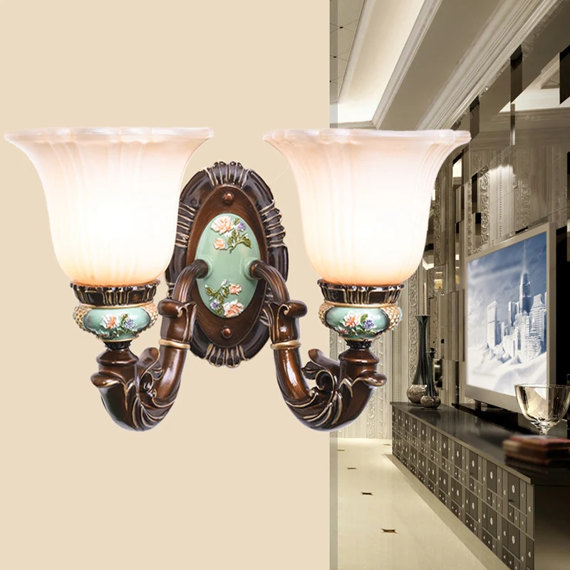 Matglas bruine wandlamp Ridged Bell 1/2-lamp landelijke wandkandelaar verlichting voor logeerkamer Clearhalo