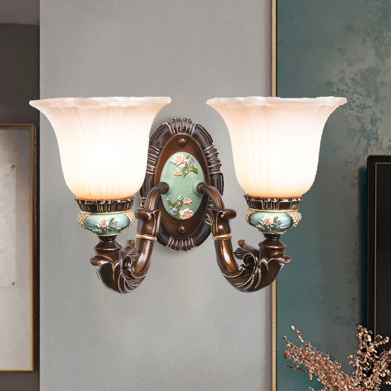 Matglas bruine wandlamp Ridged Bell 1/2-lamp landelijke wandkandelaar verlichting voor logeerkamer Clearhalo