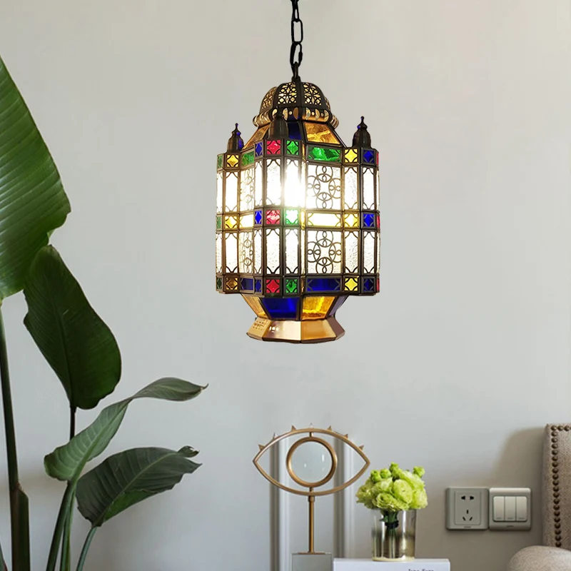 Matglas messing kroonluchter lantaarn 3 hoofden Art Deco ophanging hanglamp voor restaurant Clearhalo