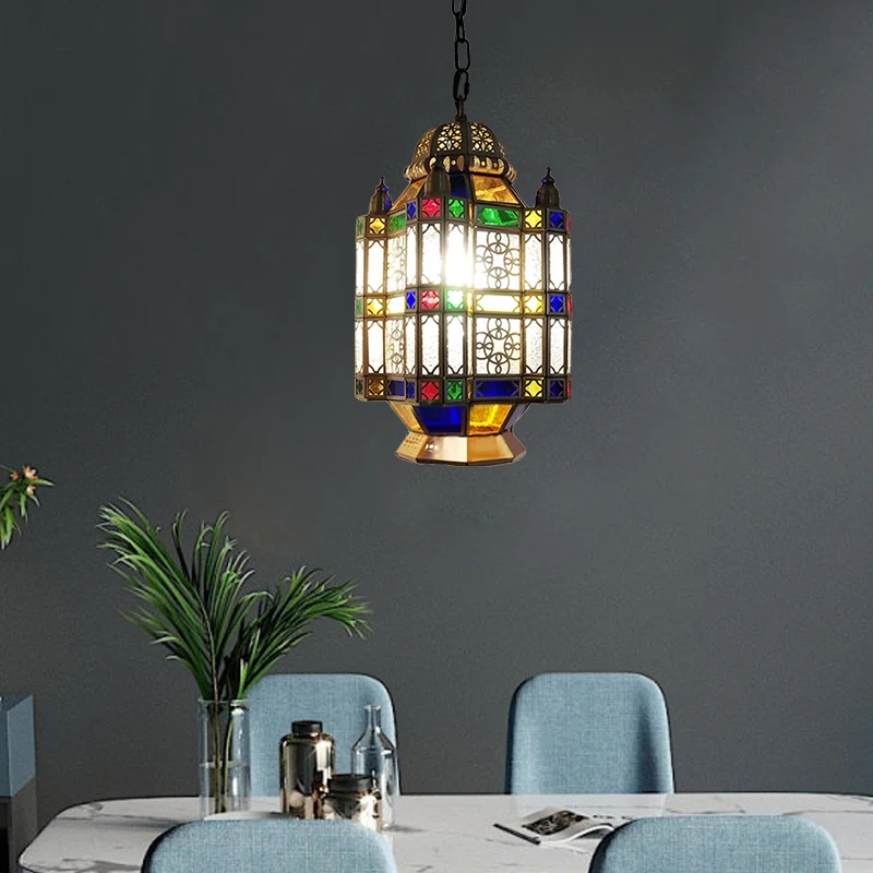 Matglas messing kroonluchter lantaarn 3 hoofden Art Deco ophanging hanglamp voor restaurant Clearhalo