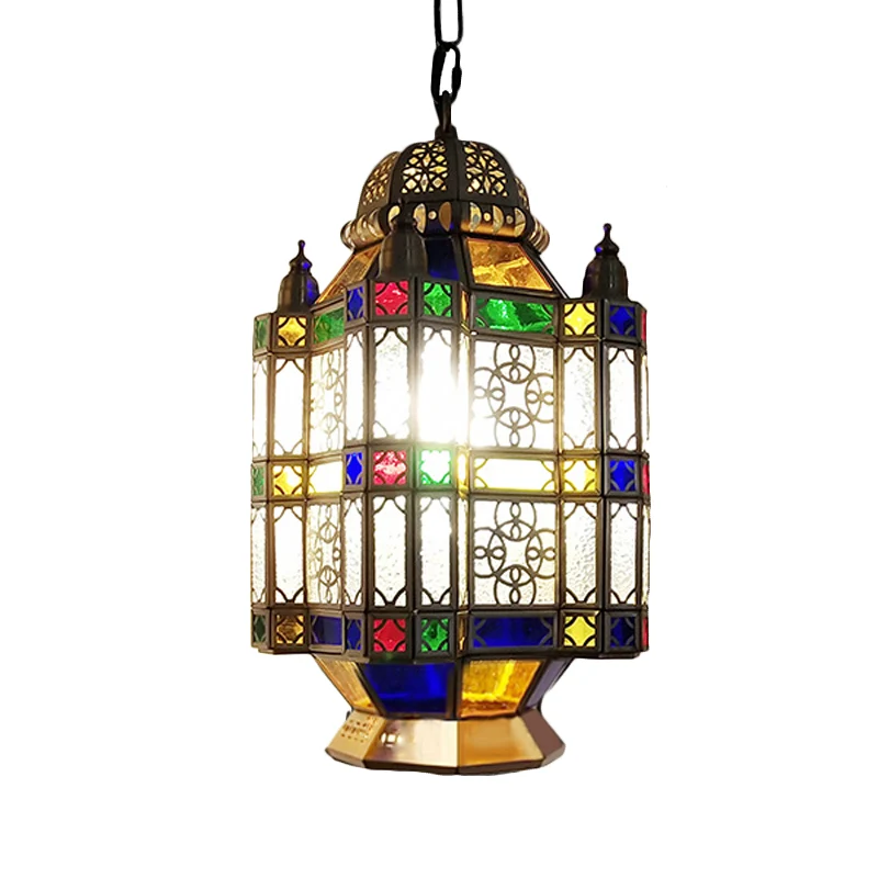 Matglas messing kroonluchter lantaarn 3 hoofden Art Deco ophanging hanglamp voor restaurant Clearhalo