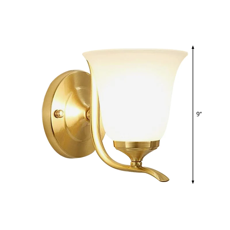Matglazen bel wandmontage verlichting vintage stijl 1 licht woonkamer wandkandelaar goud Clearhalo
