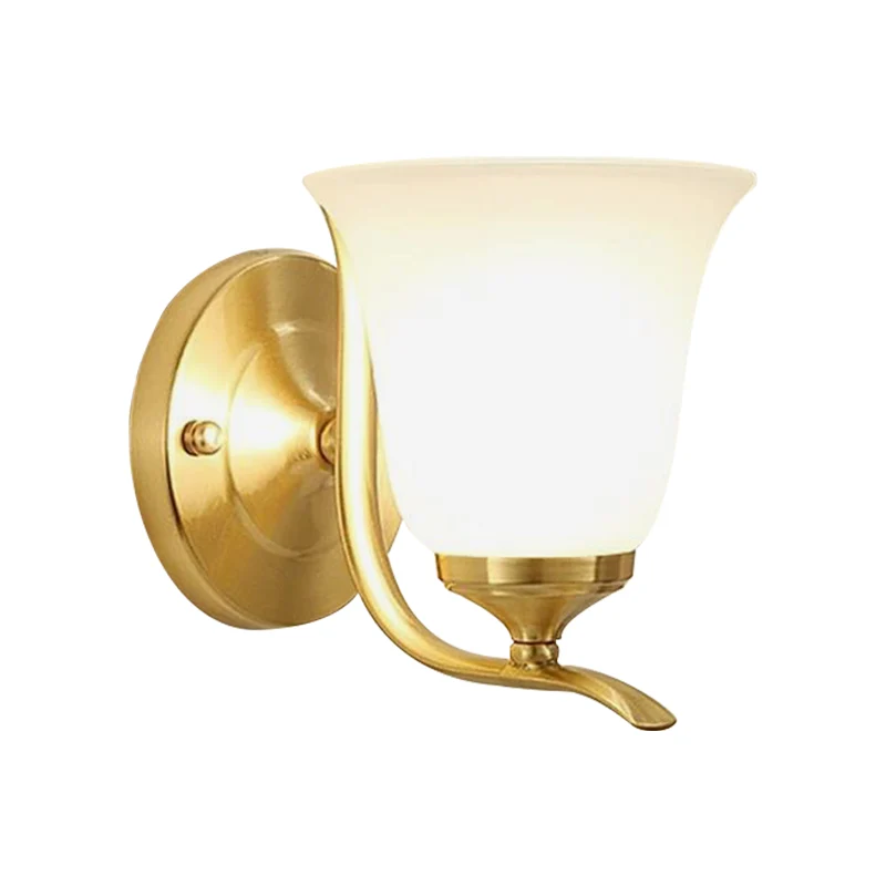 Matglazen bel wandmontage verlichting vintage stijl 1 licht woonkamer wandkandelaar goud Clearhalo