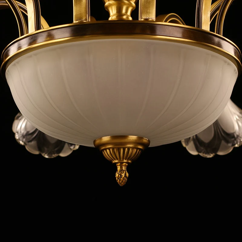Matglazen bloemkroonluchter Koloniale stijl woonkamer hanglamp goud Clearhalo