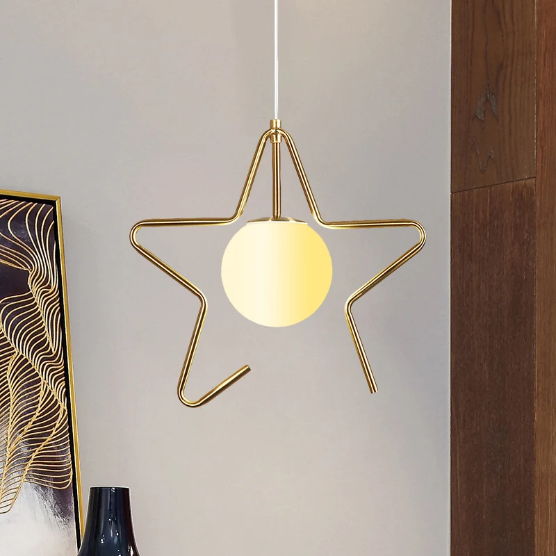 Matglazen bol slingerlamp Modern 1-kops gouden hanglampset met vleugels/strik/liefdevol hartontwerp Clearhalo