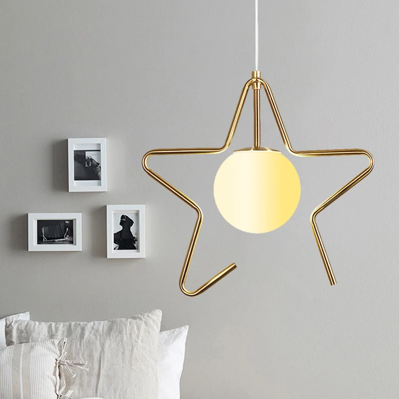 Matglazen bol slingerlamp Modern 1-kops gouden hanglampset met vleugels/strik/liefdevol hartontwerp Clearhalo