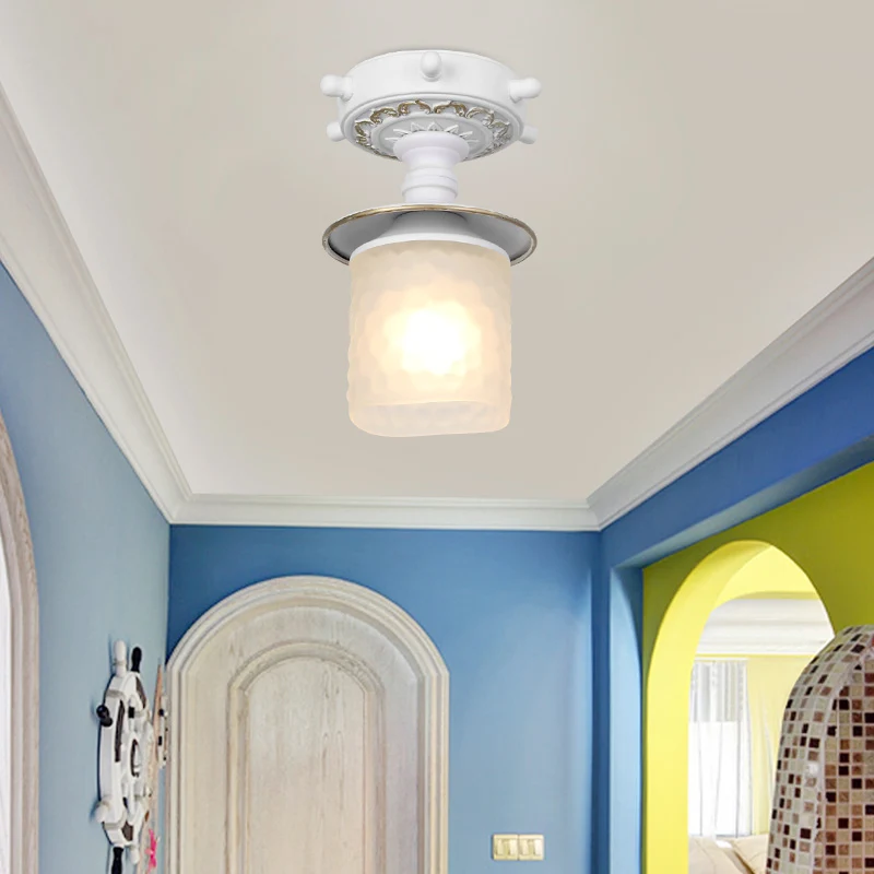 Matglazen cilinder semi-inbouw licht modernistisch 1-lichts plafondlamp met roerluifel groen/wit Clearhalo
