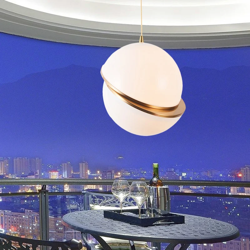Matglazen hanglamp met 2 halve bollen, 1 lamp, eigentijdse hanglamp wit voor restaurant Clearhalo