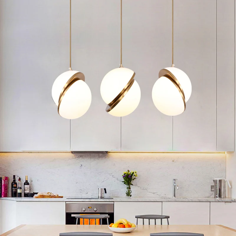 Matglazen hanglamp met 2 halve bollen, 1 lamp, eigentijdse hanglamp wit voor restaurant Clearhalo