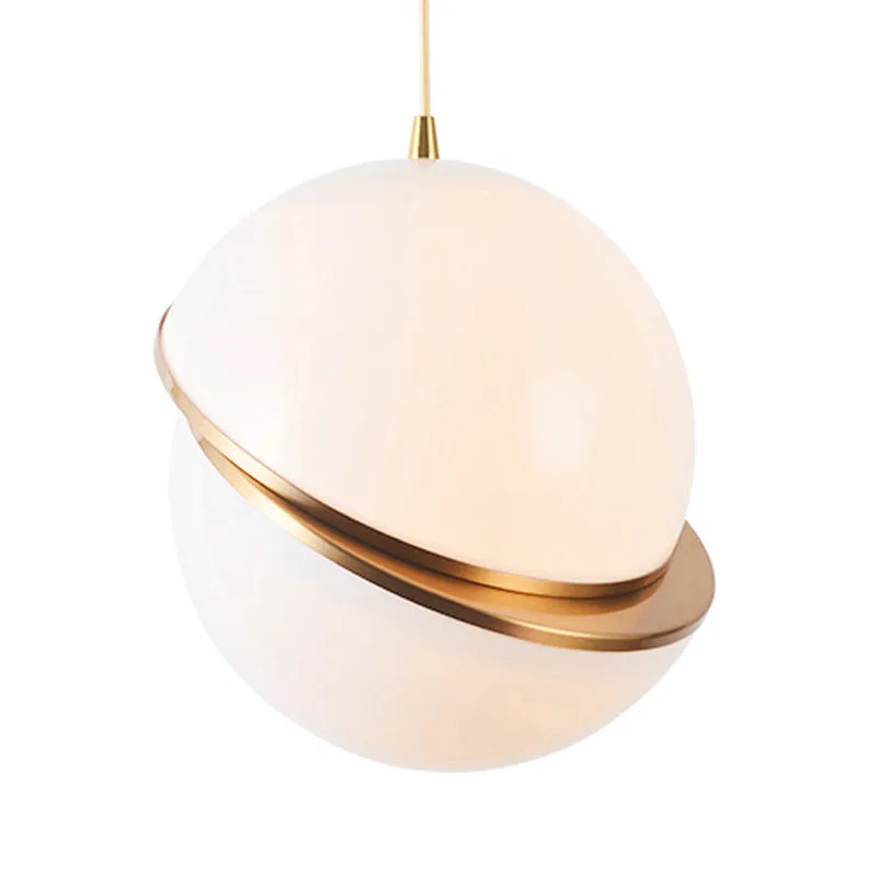 Matglazen hanglamp met 2 halve bollen, 1 lamp, eigentijdse hanglamp wit voor restaurant Clearhalo