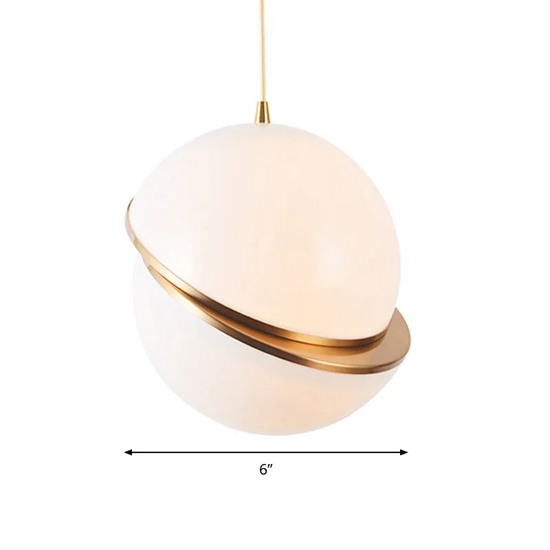 Matglazen hanglamp met 2 halve bollen, 1 lamp, eigentijdse hanglamp wit voor restaurant Clearhalo