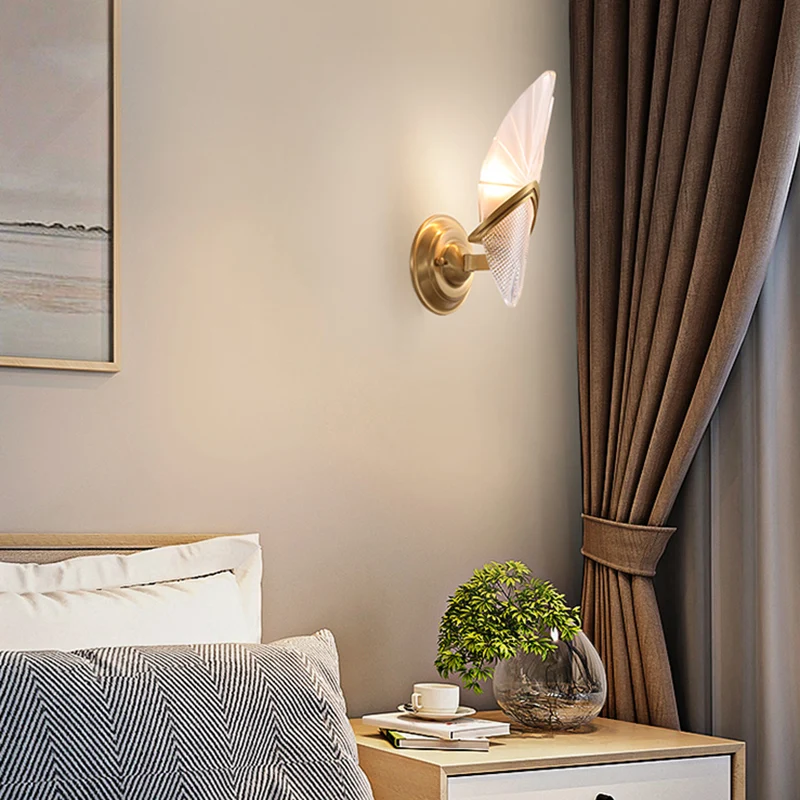 Matglazen ovale paneel-sconce-lamp uit het midden van de eeuw, slaapkamerwandlamp met 1 hoofd messing Clearhalo