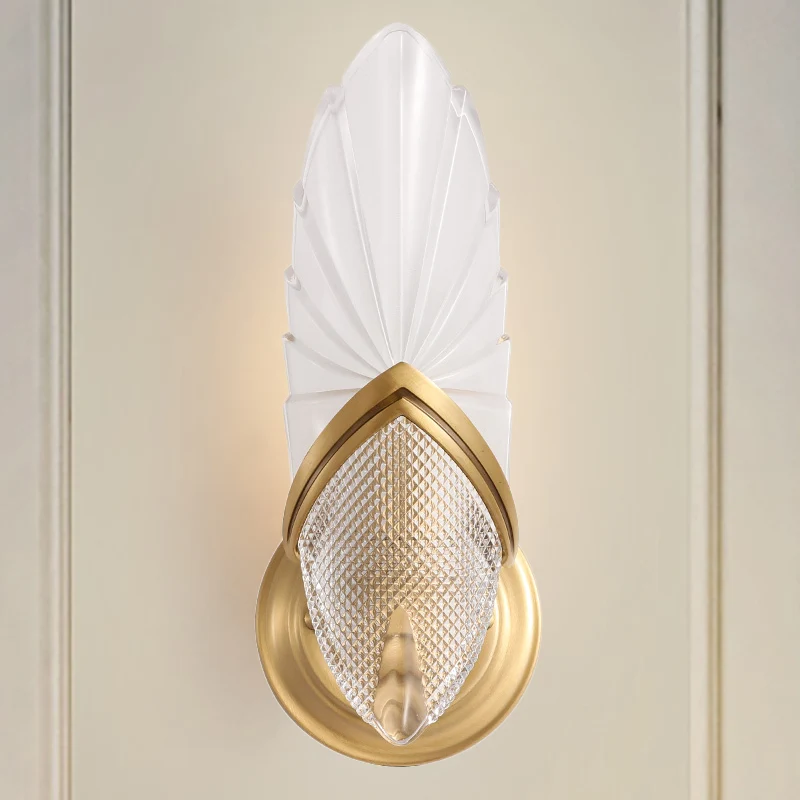 Matglazen ovale paneel-sconce-lamp uit het midden van de eeuw, slaapkamerwandlamp met 1 hoofd messing Clearhalo