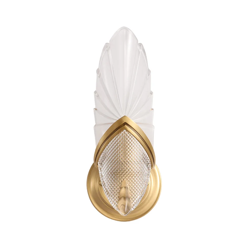 Matglazen ovale paneel-sconce-lamp uit het midden van de eeuw, slaapkamerwandlamp met 1 hoofd messing Clearhalo