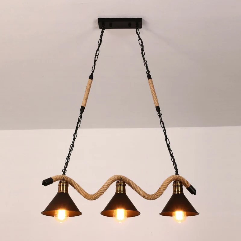 Matzwarte Cone Island Lighting industriële metalen café-bar hanglamp met gedraaid touw Clearhalo