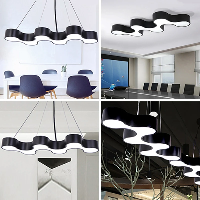 Meanderende LED-plafondlamp Nieuwigheid Moderne metalen kantoorkroonluchterlamp Clearhalo