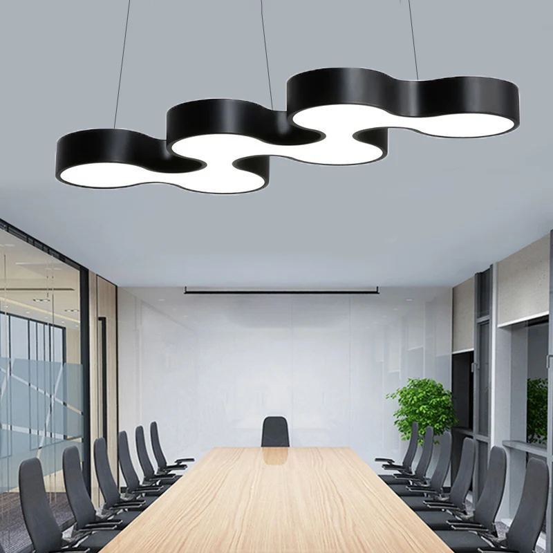 Meanderende LED-plafondlamp Nieuwigheid Moderne metalen kantoorkroonluchterlamp Clearhalo