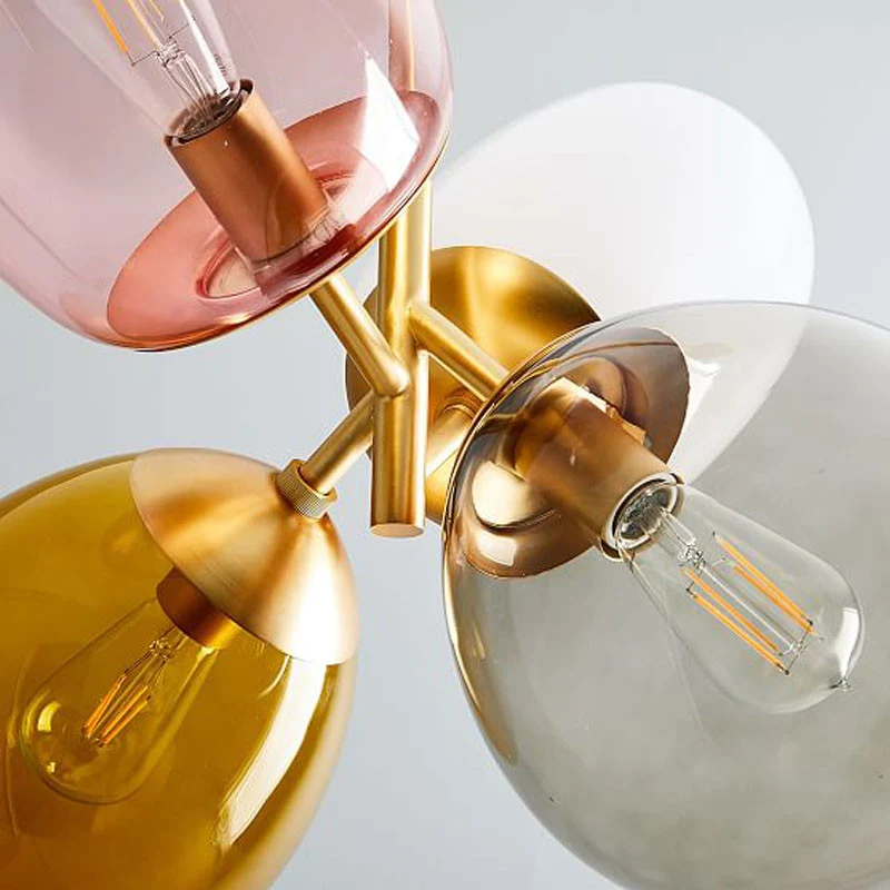 Meerkleurige 4-lichts hangende kroonluchter Moderne designglas Meerdere elliptische hanglampen Clearhalo