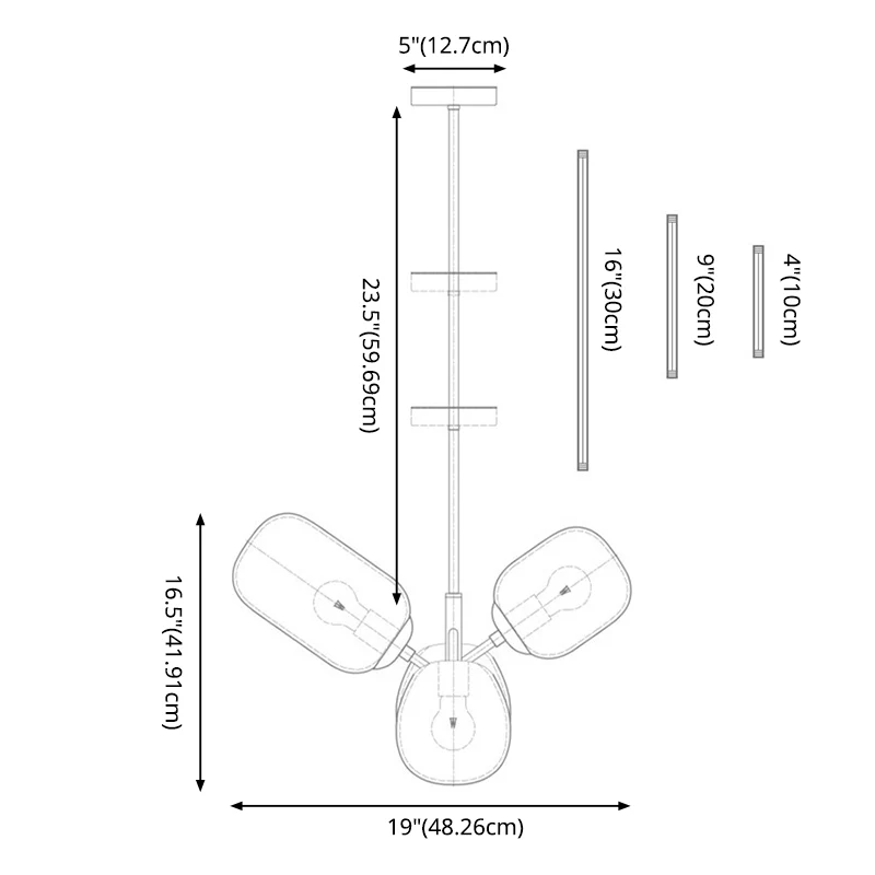 Meerkleurige 4-lichts hangende kroonluchter Moderne designglas Meerdere elliptische hanglampen Clearhalo