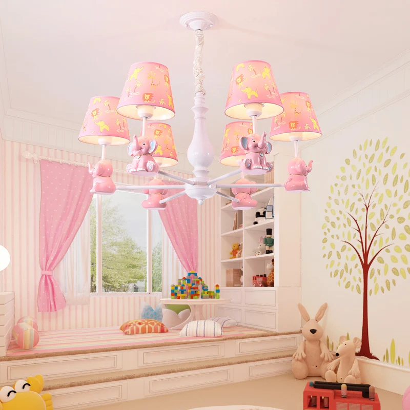 Meisjesslaapkamer Bunny Hanglampen Metaal Dier Roze Hanglamp met stoffen kap Clearhalo