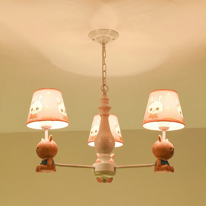 Meisjesslaapkamer Bunny Hanglampen Metaal Dier Roze Hanglamp met stoffen kap Clearhalo