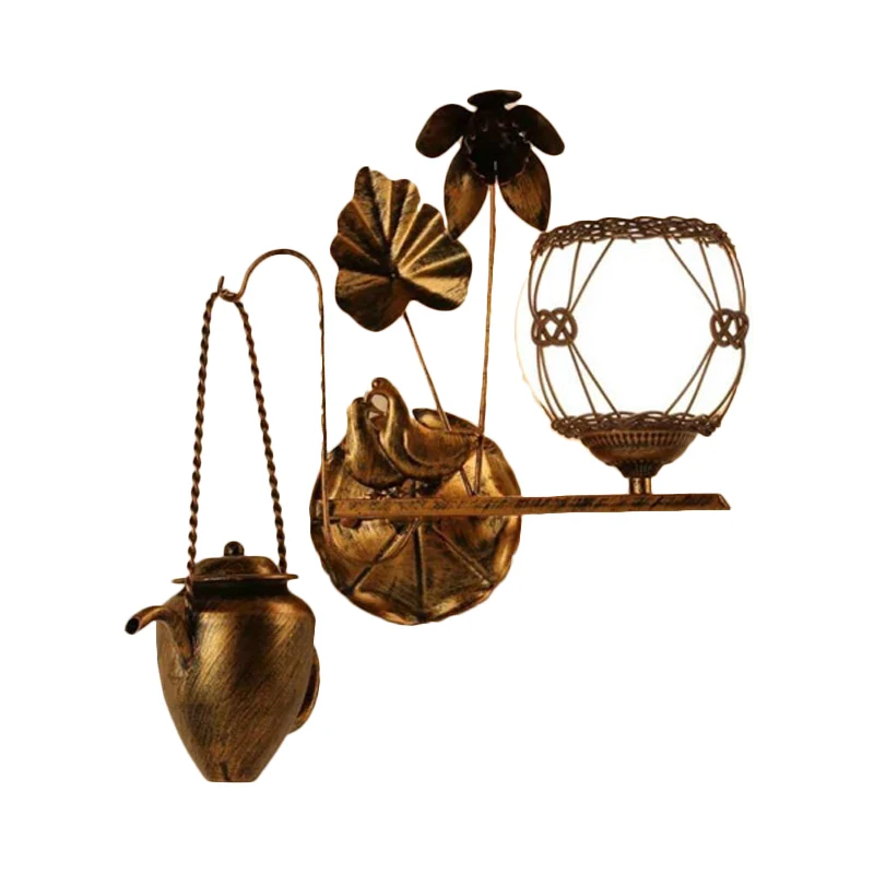 Melkachtig glas antiek messing schanslamp Orb 1-lichts landelijke stijl wandmontage verlichting voor eetkamer Clearhalo