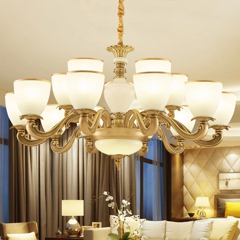 Melkachtige glazen bowl-up kroonluchter Eenvoud hanglamp goud voor woonkamer Clearhalo