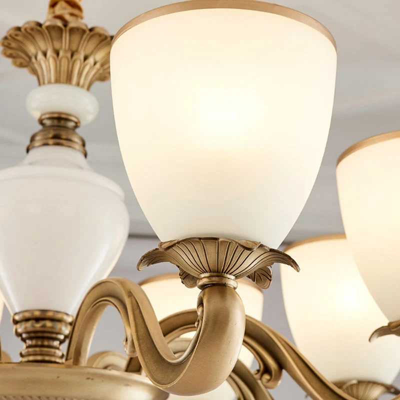 Melkachtige glazen bowl-up kroonluchter Eenvoud hanglamp goud voor woonkamer Clearhalo