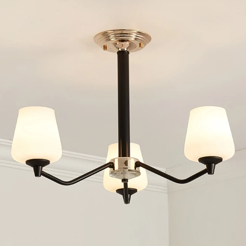 Melkachtige glazen Sputnik hangende kroonluchter Klassieke 3/6 lichts woonkamer hanglamp met kopkap Clearhalo