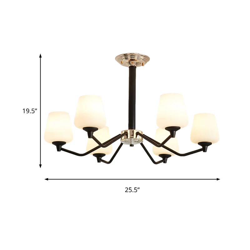 Melkachtige glazen Sputnik hangende kroonluchter Klassieke 3/6 lichts woonkamer hanglamp met kopkap Clearhalo