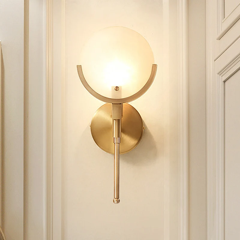 Melkglas ovale wandlamp kolonialisme 1 lamp messing woonkamer wandkandelaar verlichting Clearhalo