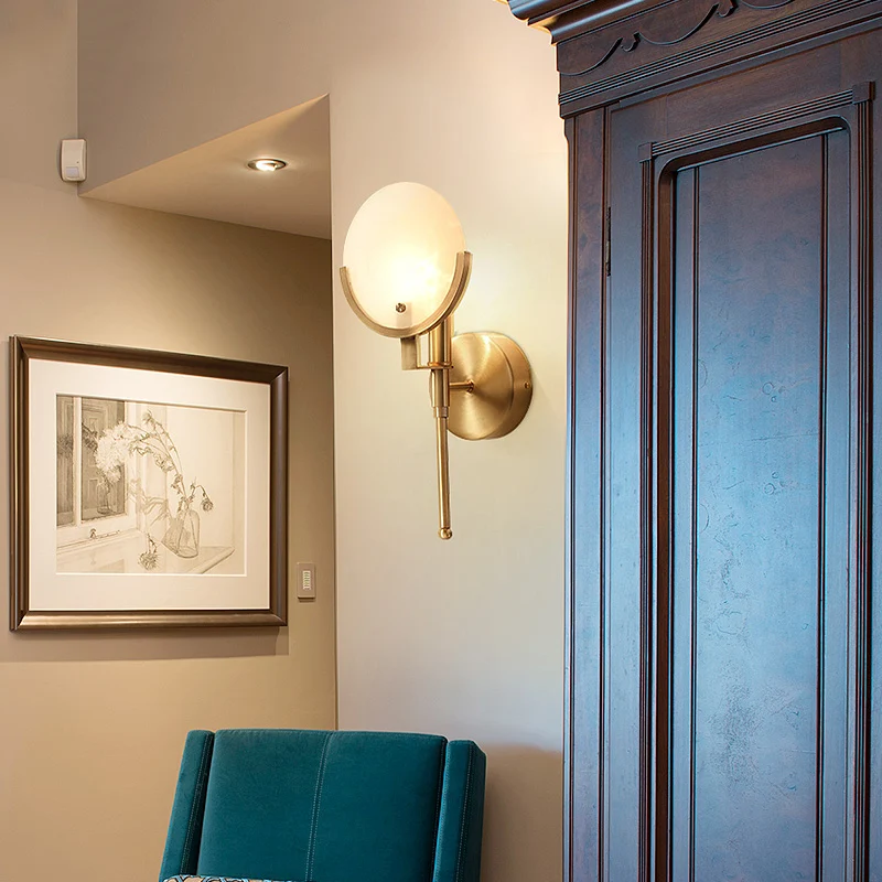 Melkglas ovale wandlamp kolonialisme 1 lamp messing woonkamer wandkandelaar verlichting Clearhalo
