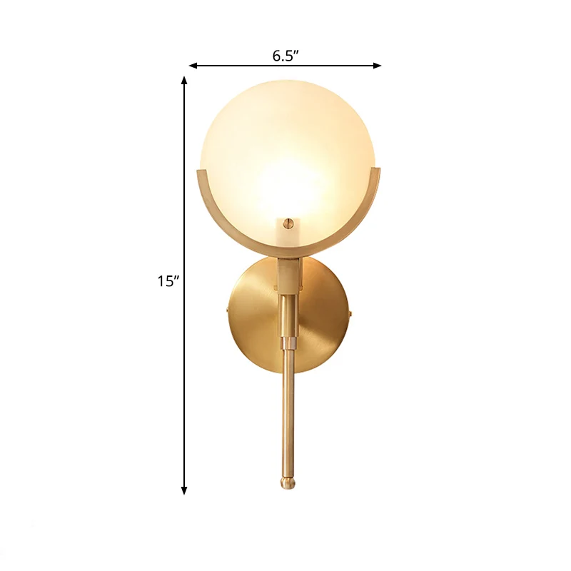 Melkglas ovale wandlamp kolonialisme 1 lamp messing woonkamer wandkandelaar verlichting Clearhalo