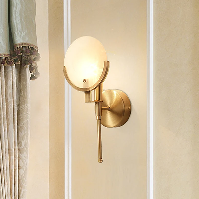Melkglas ovale wandlamp kolonialisme 1 lamp messing woonkamer wandkandelaar verlichting Clearhalo