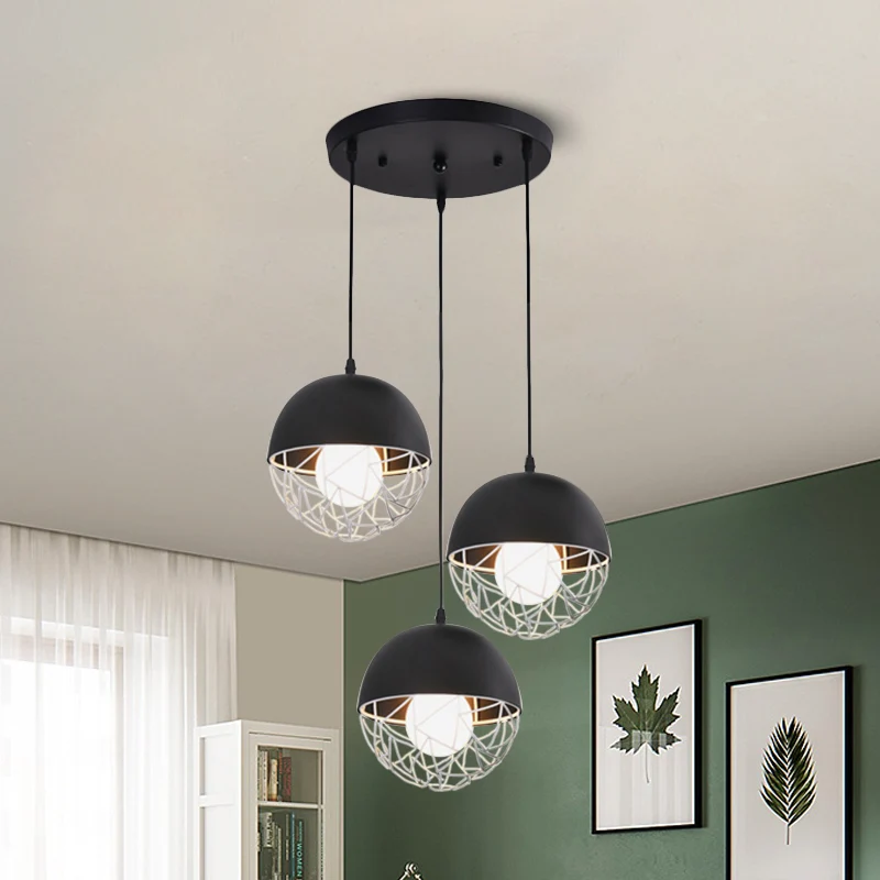 Melkglazen bol cluster hanglamp moderne 3-lichts wit/zwarte hanglamp met ronde/lineaire luifel Clearhalo