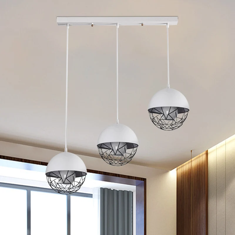 Melkglazen bol cluster hanglamp moderne 3-lichts wit/zwarte hanglamp met ronde/lineaire luifel Clearhalo