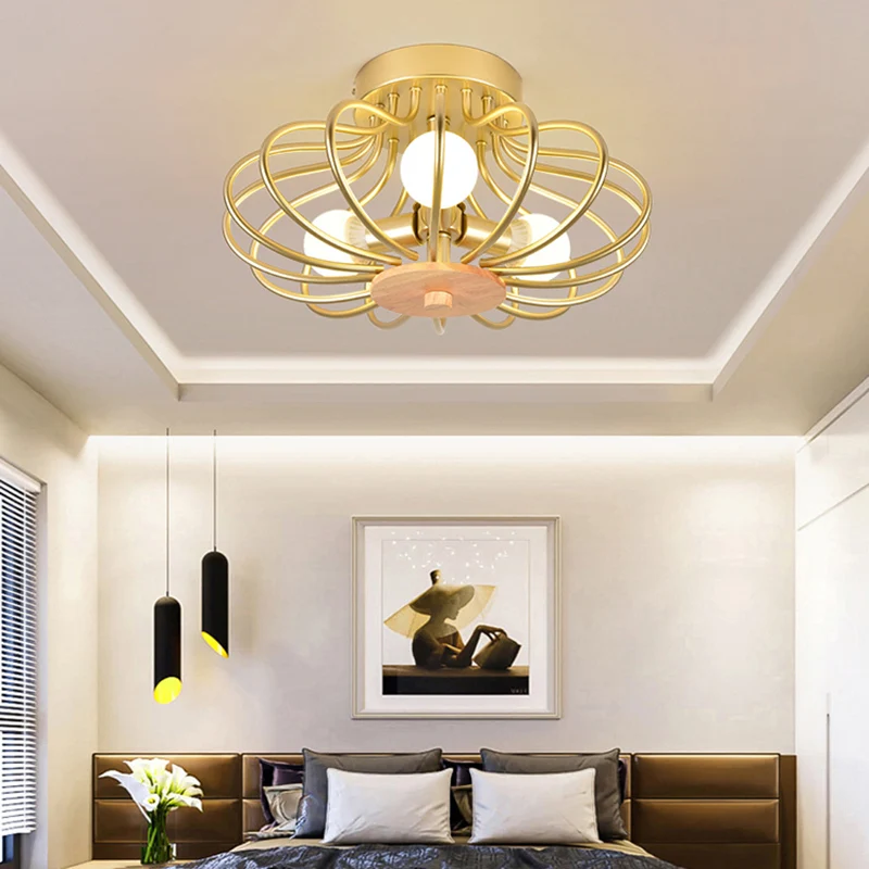 Melon Wire Frame Inbouwlamp Hedendaagse metalen plafondlamp goud voor gang Clearhalo
