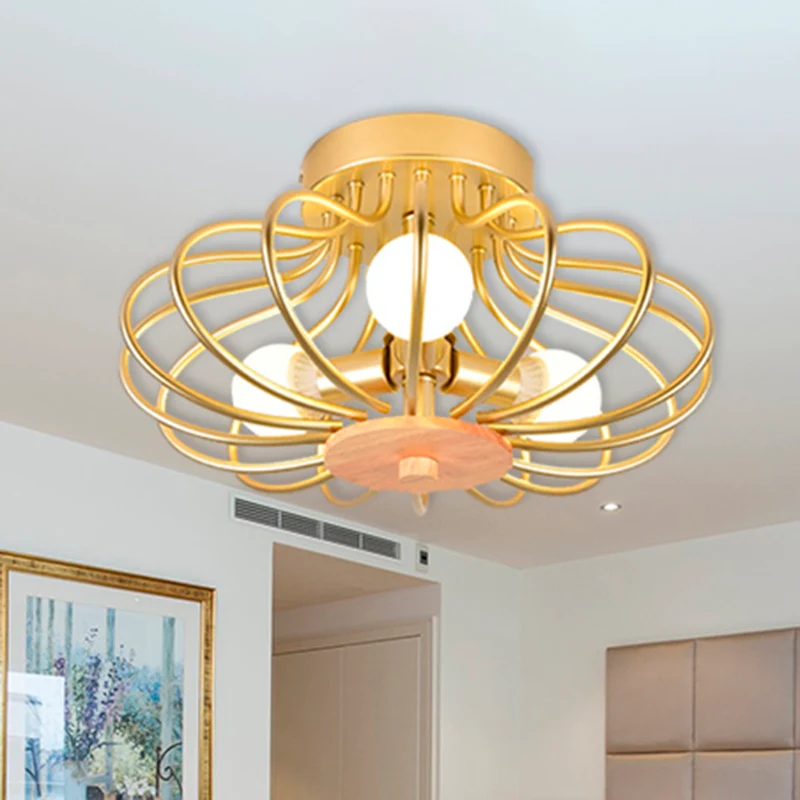 Melon Wire Frame Inbouwlamp Hedendaagse metalen plafondlamp goud voor gang Clearhalo