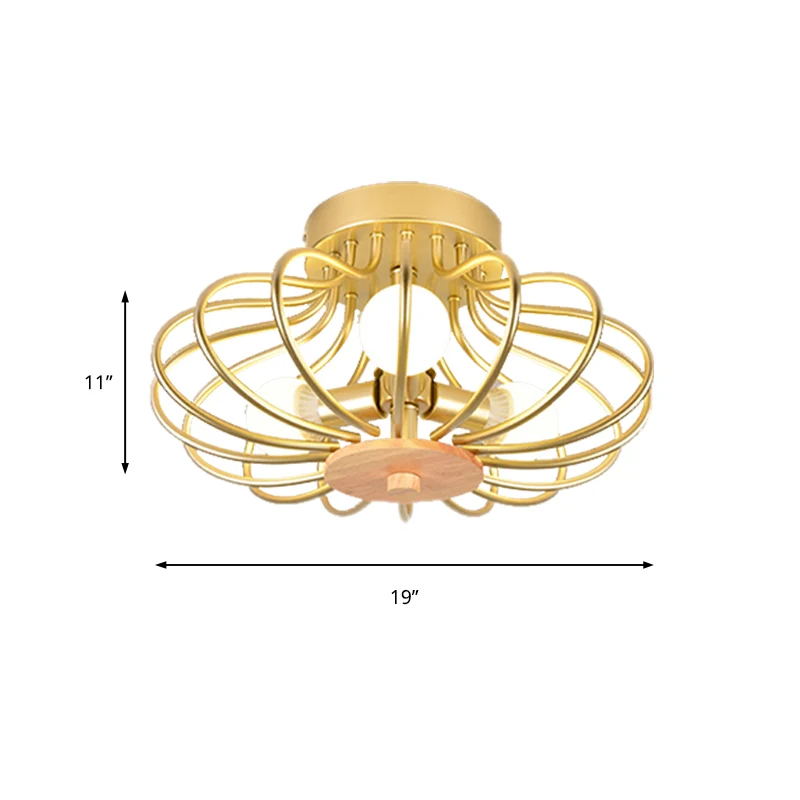 Melon Wire Frame Inbouwlamp Hedendaagse metalen plafondlamp goud voor gang Clearhalo