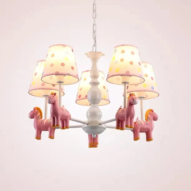 Merry-go-round kroonluchter 5 lampen cartoon creatieve metalen hanglamp voor speelkamer Clearhalo
