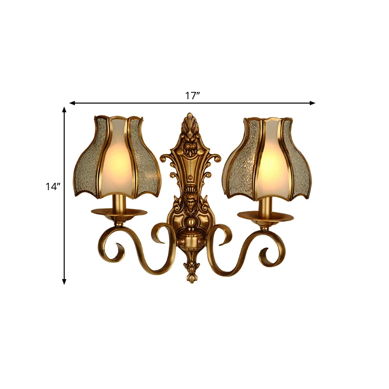 Messing 1/2-licht wandlamp schans traditionele metalen gebogen wandlamp voor woonkamer Clearhalo