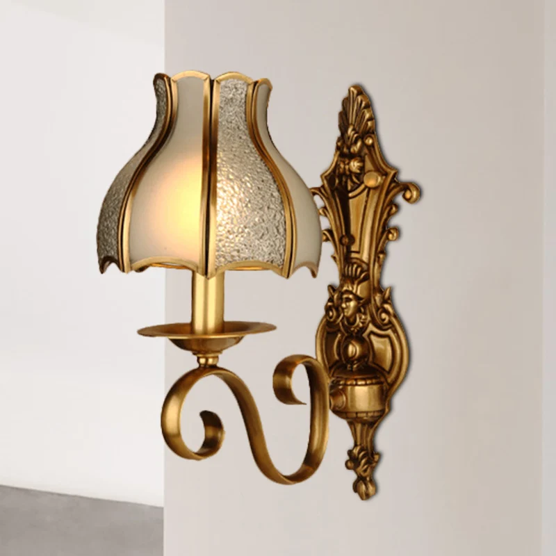 Messing 1/2-licht wandlamp schans traditionele metalen gebogen wandlamp voor woonkamer Clearhalo
