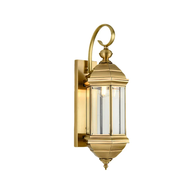Messing 6"/8" W 1/3-lichts wandlamp schans traditionele metalen lantaarn wandgemonteerde lamp met helder glazen kap Clearhalo