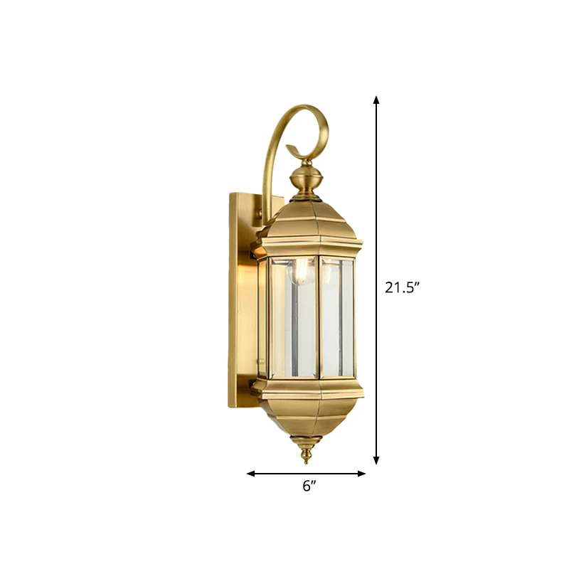 Messing 6"/8" W 1/3-lichts wandlamp schans traditionele metalen lantaarn wandgemonteerde lamp met helder glazen kap Clearhalo