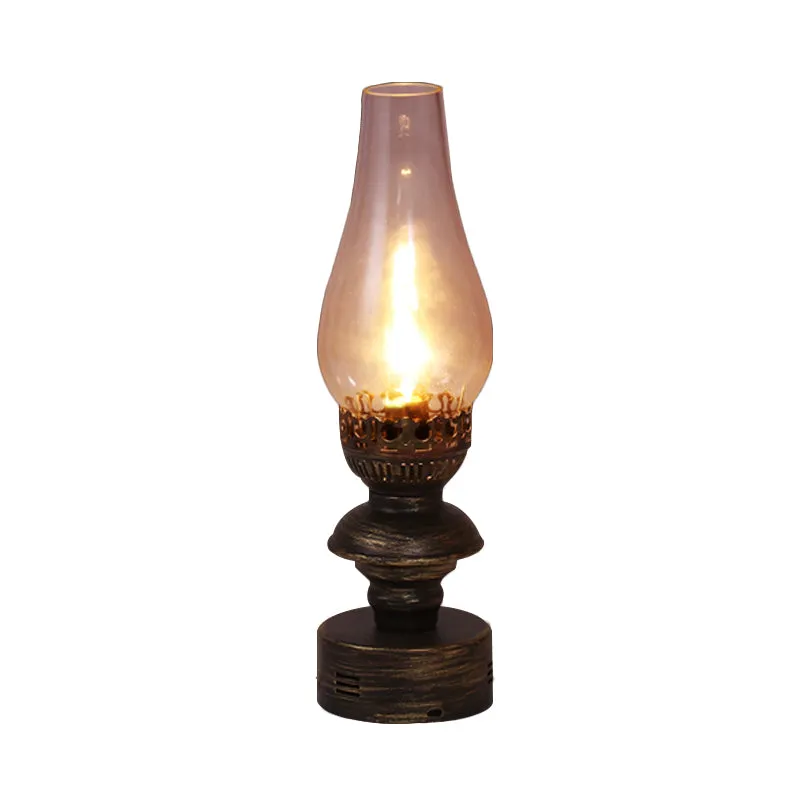 Messing 1-kops bureaulamp Vintage helder glazen vaas schaduw tafelverlichting met metalen voet Clearhalo