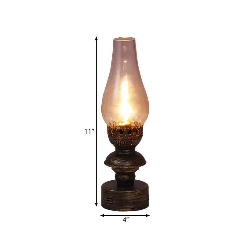 Messing 1-kops bureaulamp Vintage helder glazen vaas schaduw tafelverlichting met metalen voet Clearhalo