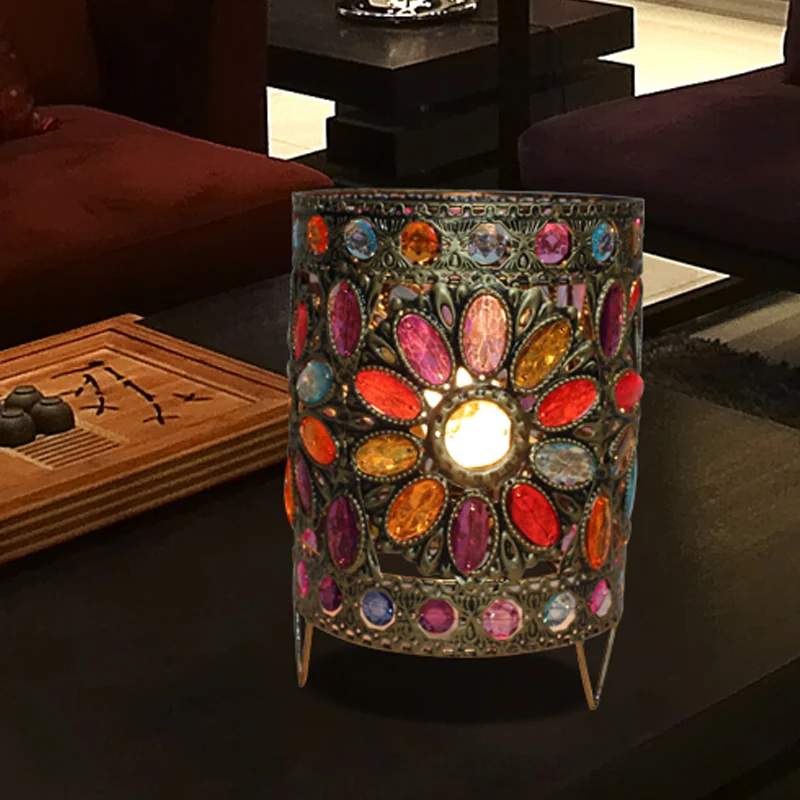 Messing 1-kops nachtverlichting Traditionele metalen cilindrische nachtkastjelamp voor woonkamer Clearhalo