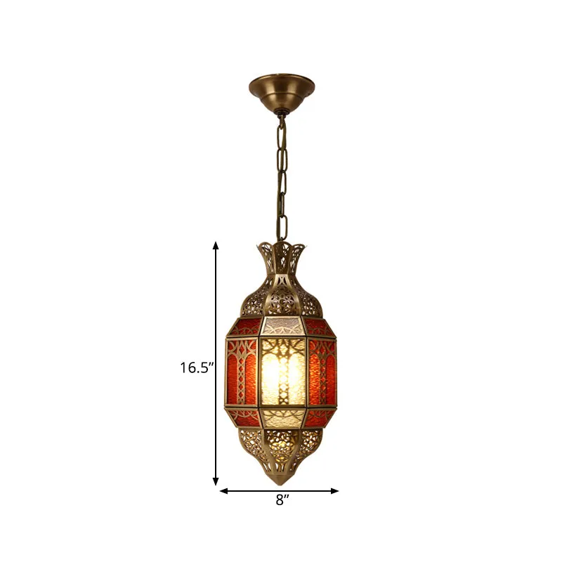 Messing 1-lamp hanglamp Arabische metalen lantaarn plafondophangarmatuur voor restaurant Clearhalo