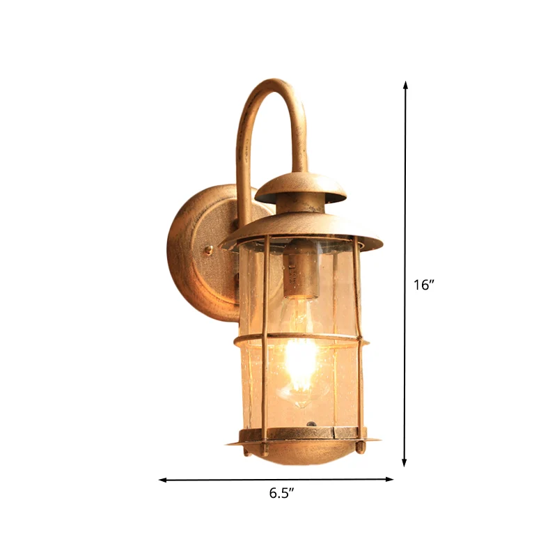 Messing 1-lichts wandlamp land waterglas bamboe vorm wandgemonteerde lamp Clearhalo